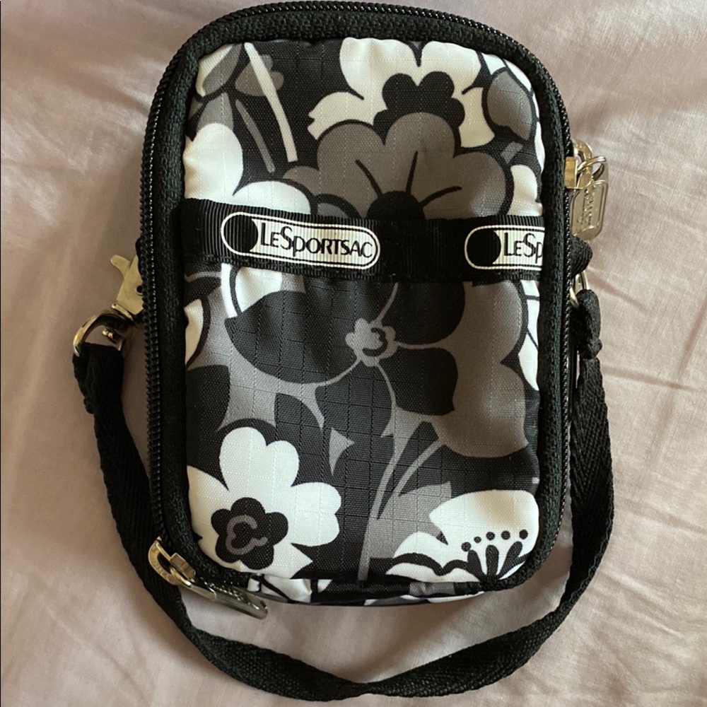 Lesportsac Floral Black and White Crossbody Bag